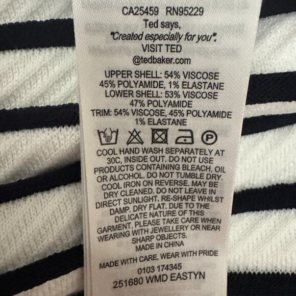 Ted Baker Eastyn Black White Striped Knit Dress Size 2 M Sleeveless - Picture 12 of 12